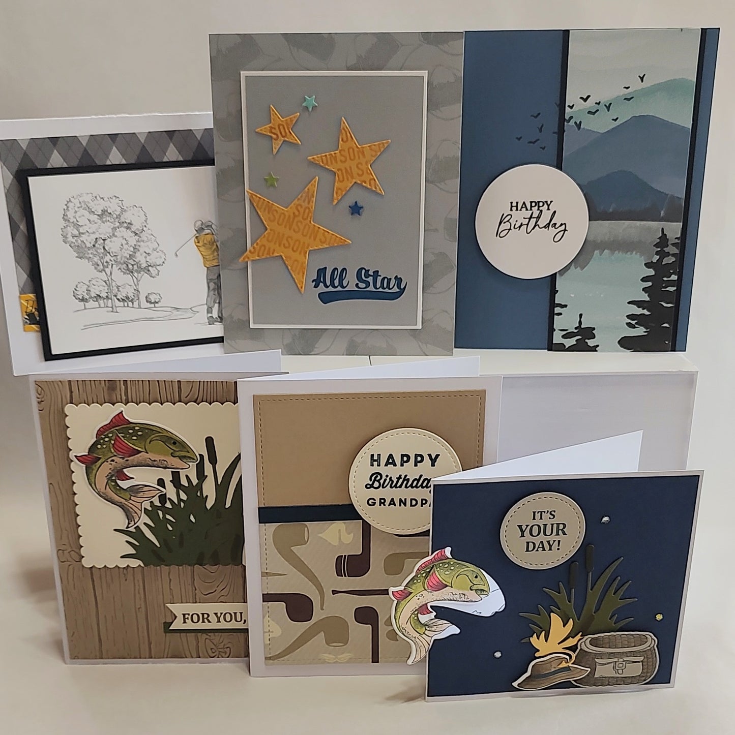 6 Count Handmade Cards- Masculine Birthday